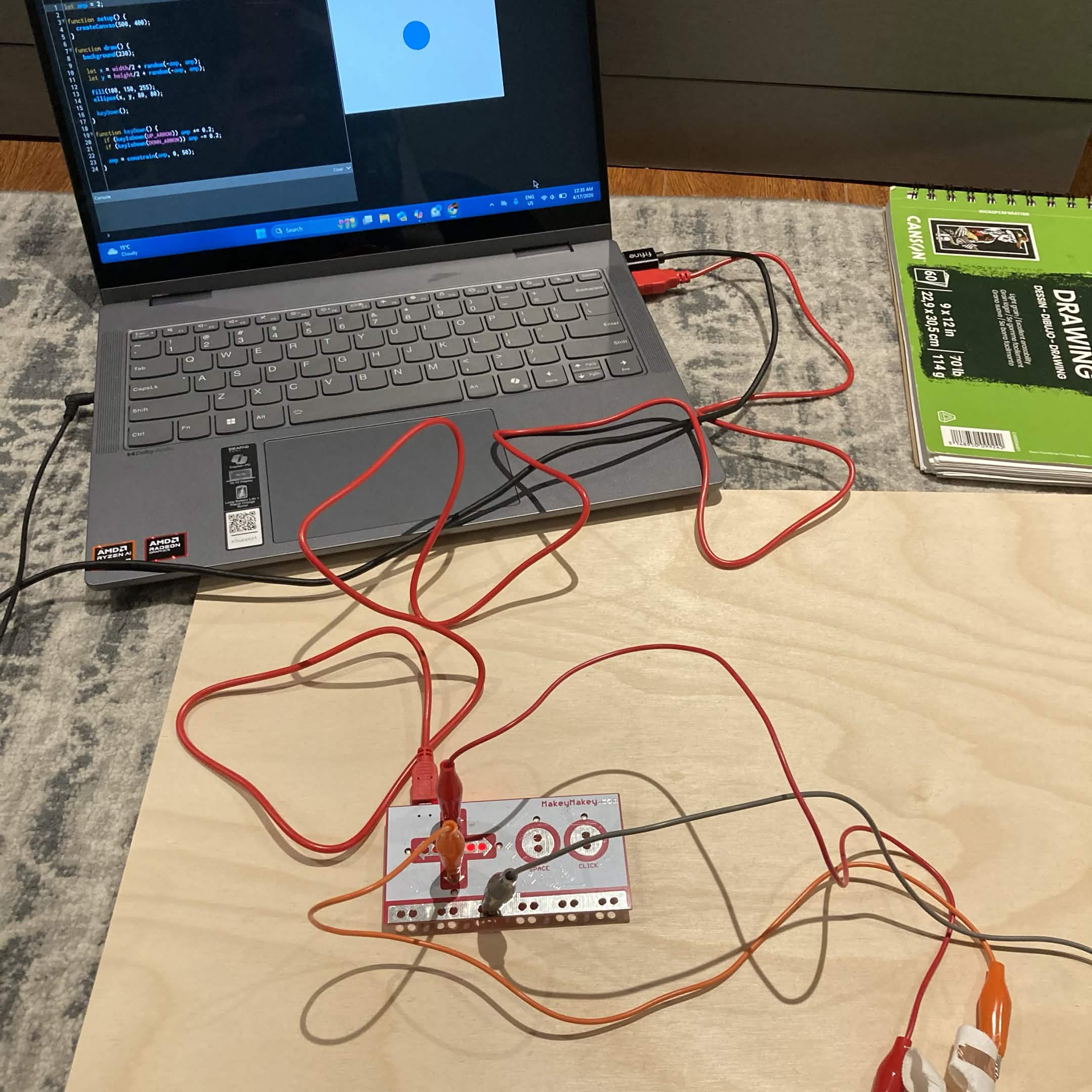 Testing my Makey Makey code from the previous exercise.